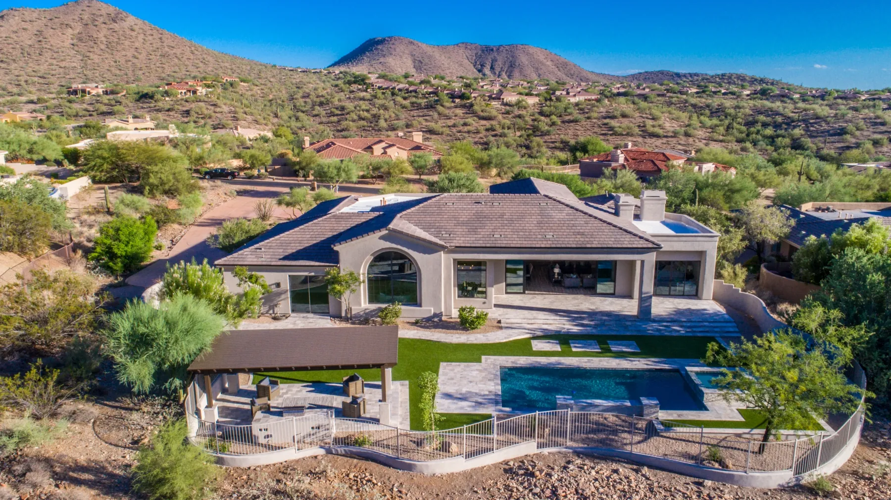 Aerial view of a desert home photographed by SOLD
